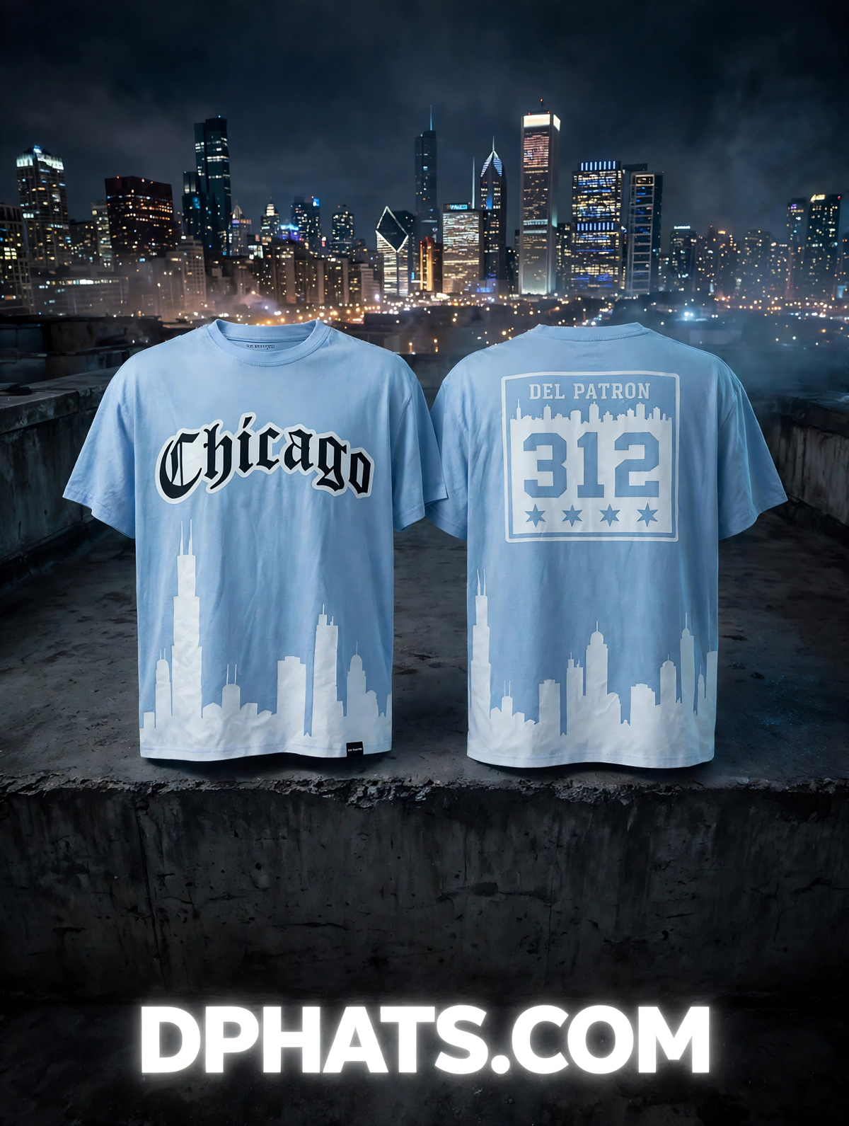 Chicago Skyline Baby Blue